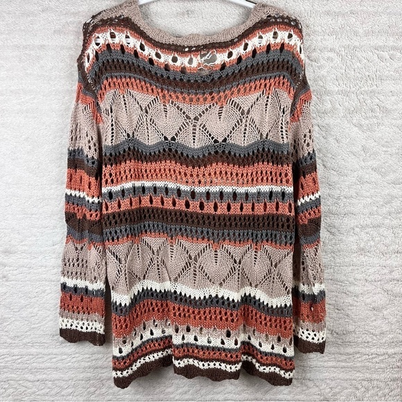 Umgee Loose Knit Oversized Sweater Muted Colors Striped Large - Picture 9 of 13